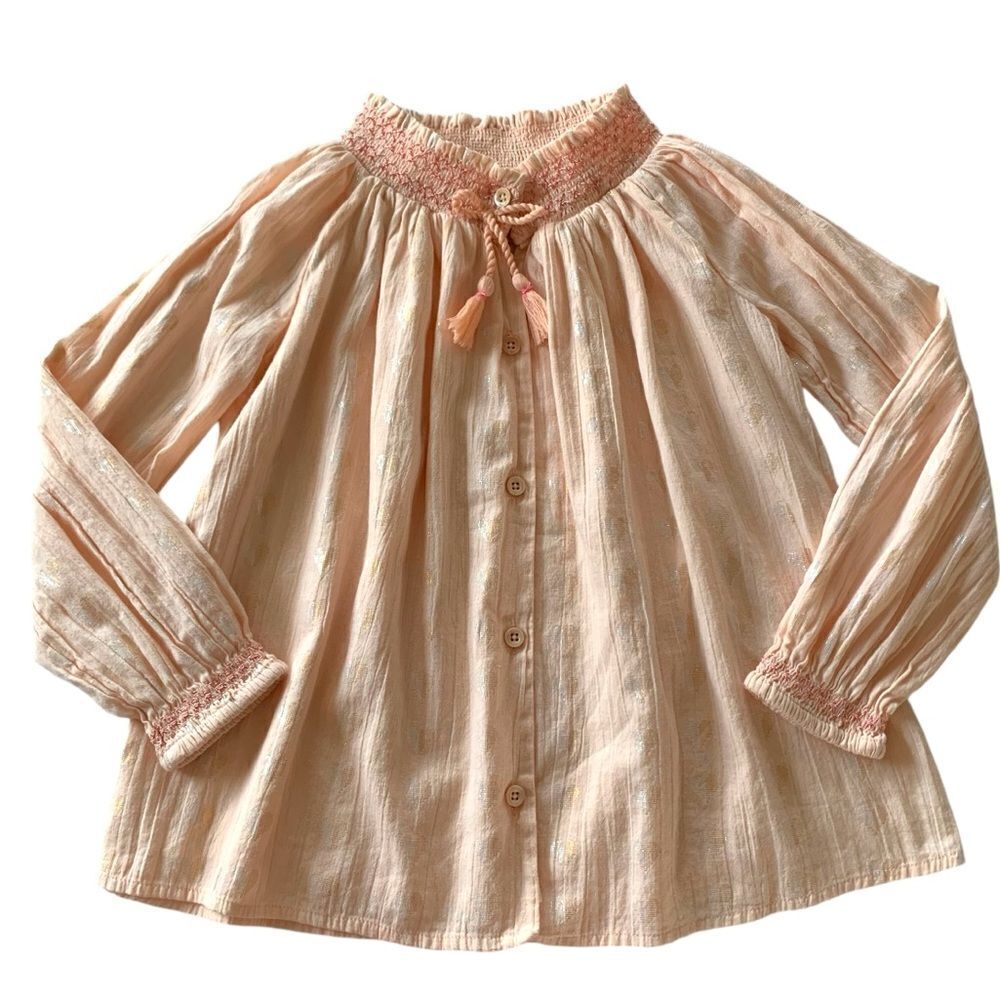 Peek Smocked Heart Print Blouse